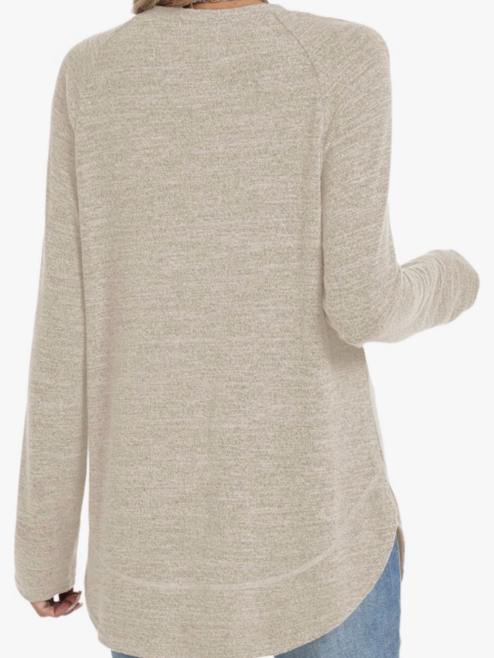 Cozy Crewneck Pullover Sweater in Neutral Cream - Picture 3 of 5